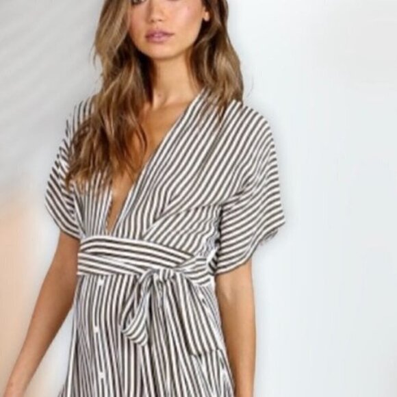 Faithfull The Brand Farah Brighton Stripe Midi Dress NWT Size 6/Medium - Picture 6 of 16